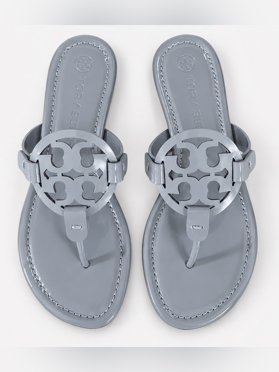Tory Burch Shoes - Tory Burch Miller Patent Leather Sandals Gray 7.5 NIB